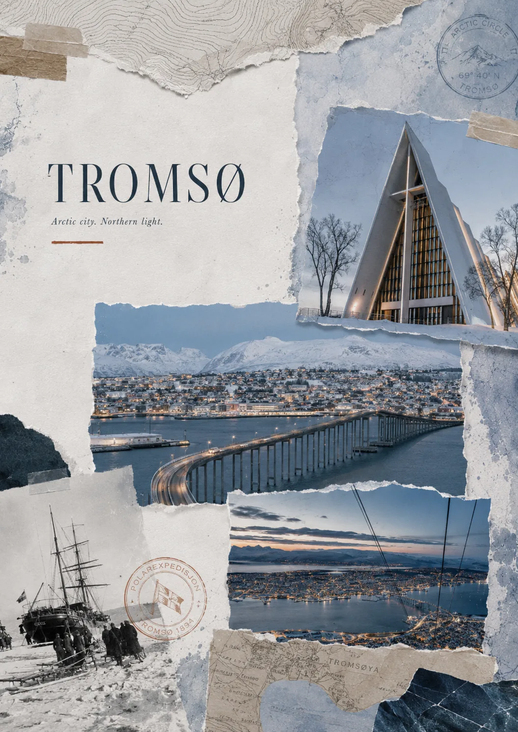 Tromsø mit Brücke, Sund und arktischem Sommerlicht